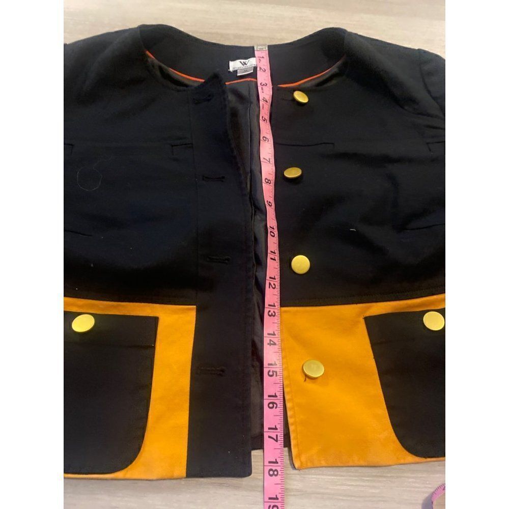 Worthington womens black/orange button down career blazer w front pockets sz med - Picture 8 of 8